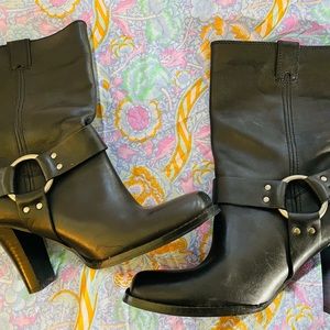 HARLEY DAVIDSON moto motorcycle heeled boots ankle 9 39.5 black fall classic